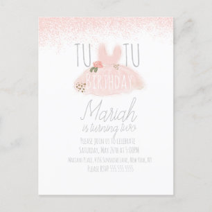 Postal Chica de Tutú Mínimo Cumpleaños Cumpliendo Dos Bri