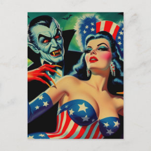 Postal Chica de Vampiros de Horror de Vintage