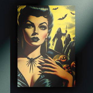 Postal Chica de vampiros retro