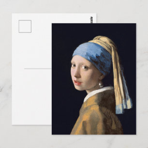 Postal Chica de Vermeer con un pendiente de perla Arte fi