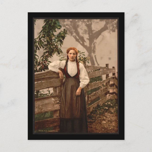 Postal Chica de Voss, Haranger Fjord, Noruega (Anverso)