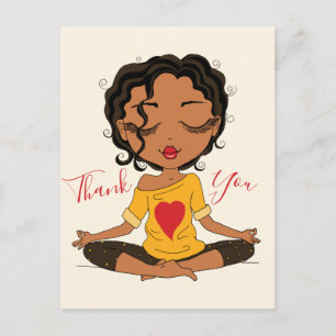 Postal Chica de Yoga Linda Gracias Cabello Castaño Oscuro