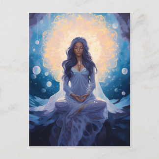 Postal Chica de Yoga Mediador, Crystals Dreamy Blue Gold