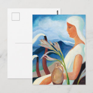 Postal Chica de Zolo Palugyay en Blanco Arte Moderno Vint