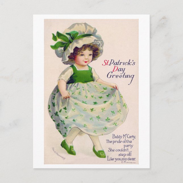Postal Chica del Día de San Patricio, Vintage (Anverso)