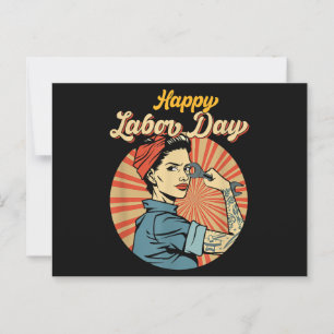 Postal Chica del feliz Día del Trabajo y fuerte movimient