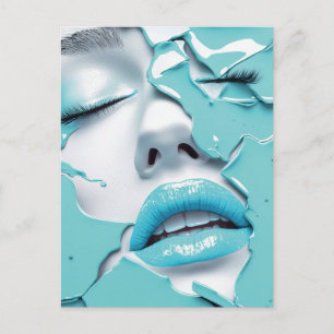 Postal Chica del sueño acuático Retrato de belleza abstra