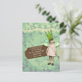Postal Chica divertida de cumpleaños con arte alterado vi