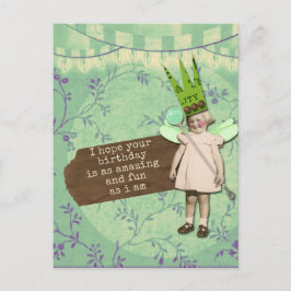 Postal Chica divertida de cumpleaños con arte alterado vi