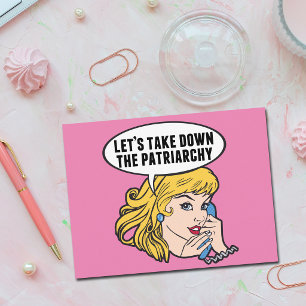 Postal Chica divertida del arte pop feminista retro polít