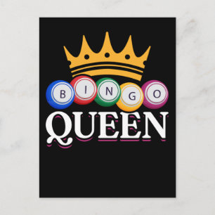 Postal Chica divertida del bingo Bolas de bingo Reina Muj