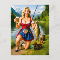 Chica divertida pescando con vestido tradicional b