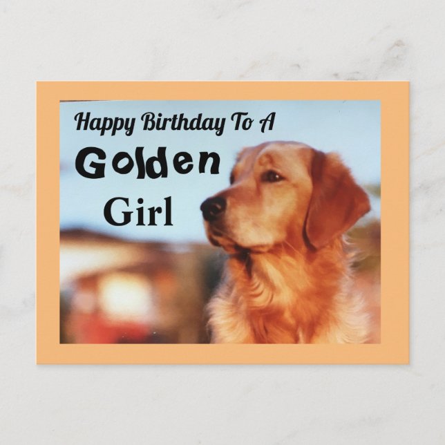 Postal Chica Dorada Feliz Cumpleaños Golden Retriever (Anverso)