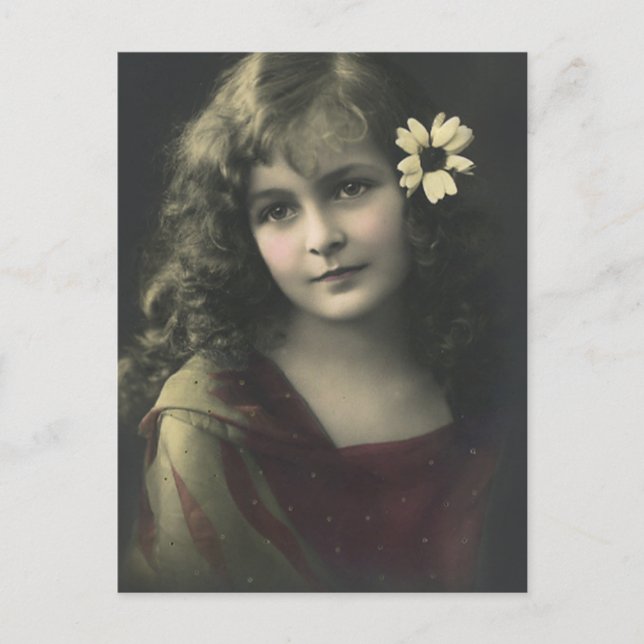 Postal Chica dulce con flor (Anverso)
