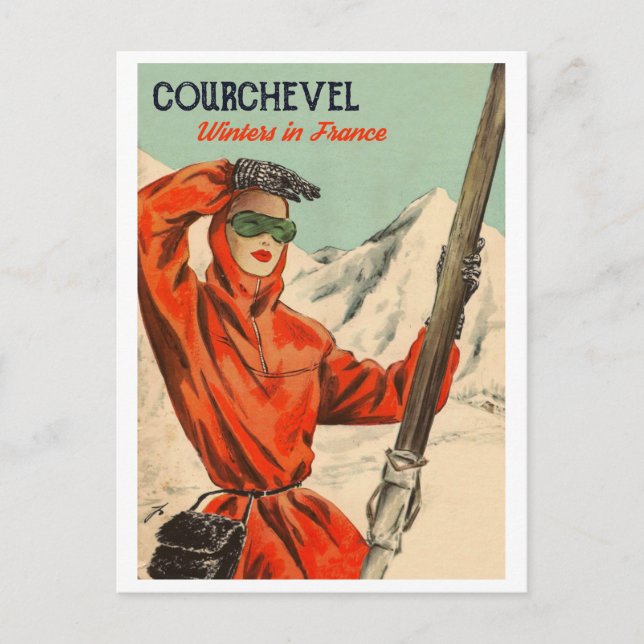 Postal Chica elegante de Courchevel (Anverso)