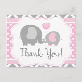 Postal Chica Elephant Baby Shower Gracias Postcard