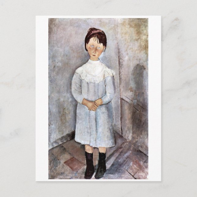 Postal Chica en azul, Modigliani (Anverso)