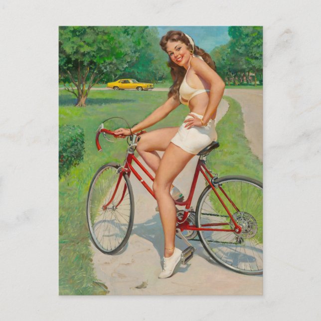 Postal Chica en bicis (Anverso)