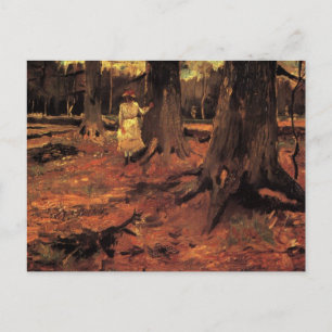 Postal Chica en blanco en los bosques por Vincent van Gog