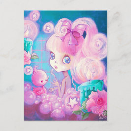 Postal Chica en Bubblebath con velas y Rosas