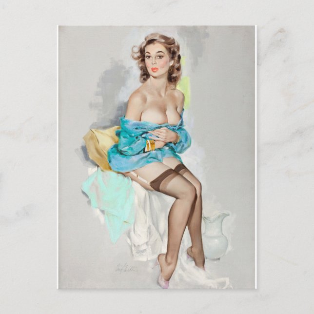 Postal Chica en calendario azul, marrón y bigelow (Anverso)