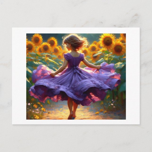 Postal Chica en el campo de los girasoles, (Anverso)