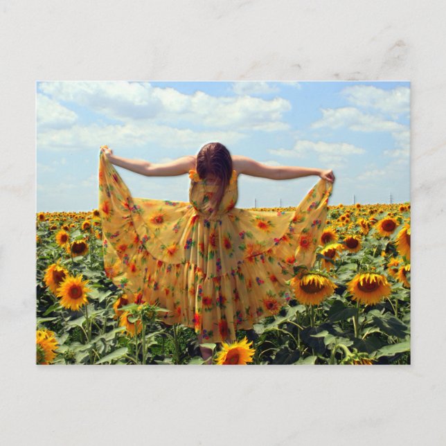 Postal Chica en el campo del girasol (Anverso)