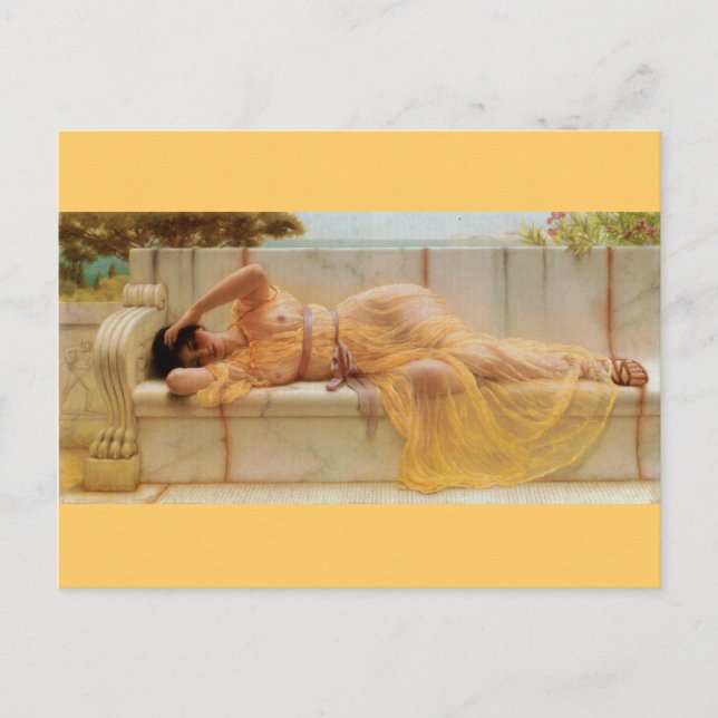 Postal Chica en el drenaje amarillo - Vintage - Godward (Anverso)