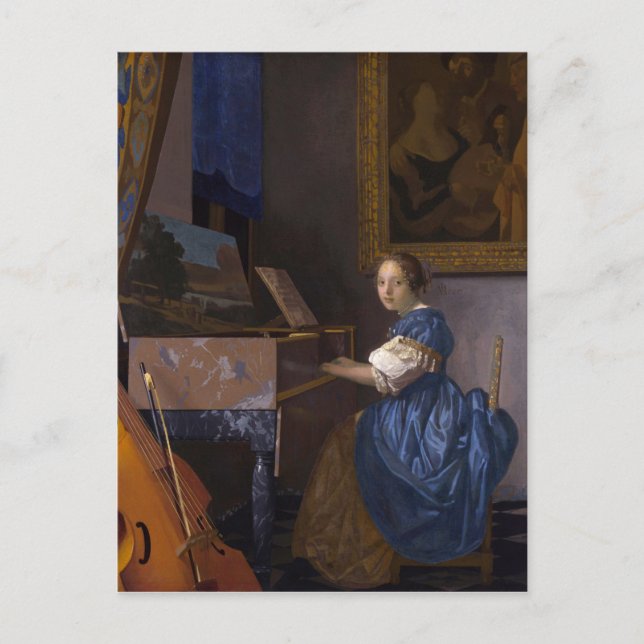 Postal Chica en el piano (Anverso)