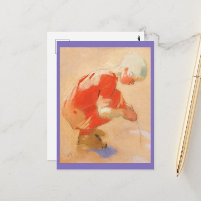 Postal Chica en la arena, Helene Schjerfbeck (Anverso/Reverso In Situ)