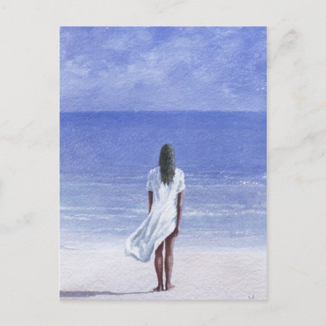 Postal Chica en la playa 1995 (Anverso)