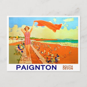 Postal Chica en la playa de Paignton, sur de Devon, Ingla