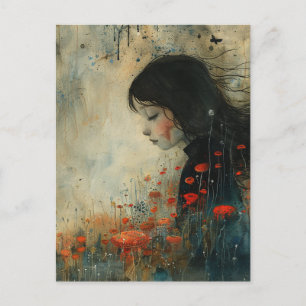 Postal Chica en las flores