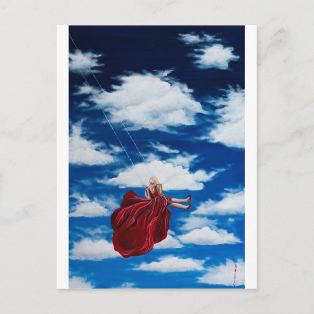 Postal Chica en oscilación en nubes (Anverso)