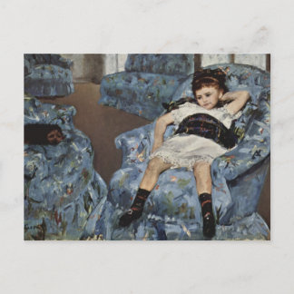 Postal Chica en una silla azul, Mary Cassatt