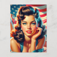 Chica estadounidense retro bello