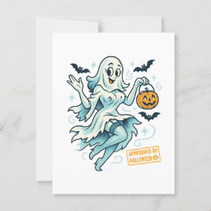 Postal Chica fantasma de Pin-Up - Halloween espeluznante