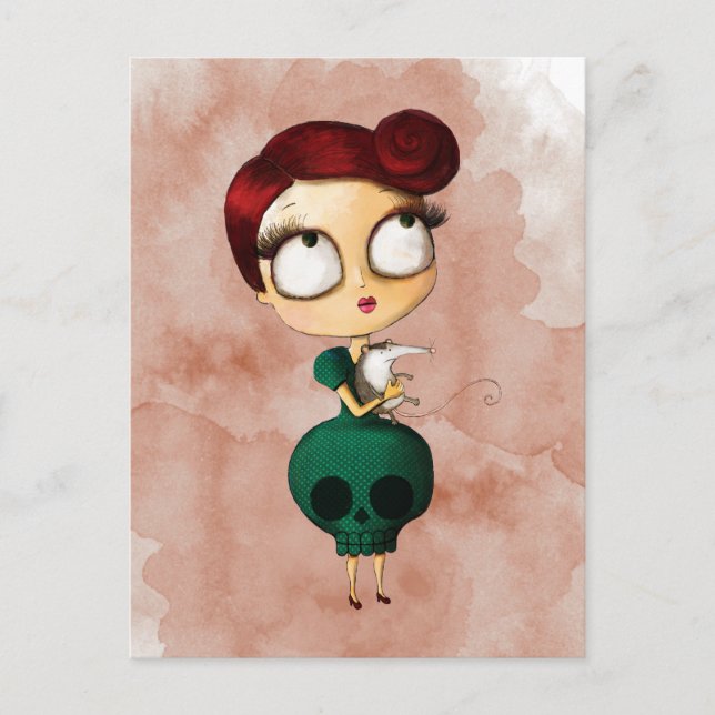 Postal Chica fantasmal con Opossum (Anverso)