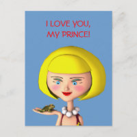 Chica feliz con príncipe de rana