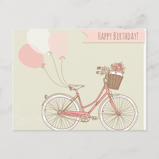 Postal Chica Feliz Cumpleaños de Bicicletas (Anverso)