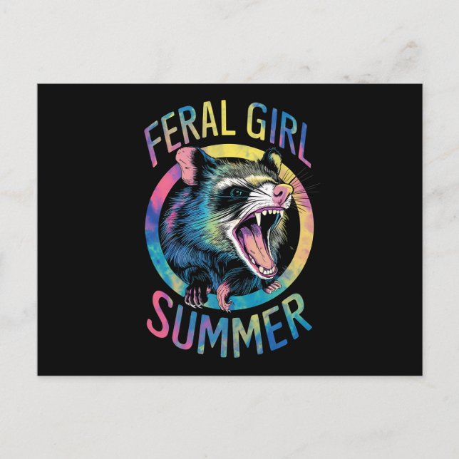 Postal Chica Feral Summer Opossum Tye Raccoon (Anverso)