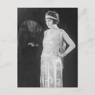 Postal Chica flapper de los años 20 Foto vintage en blanc