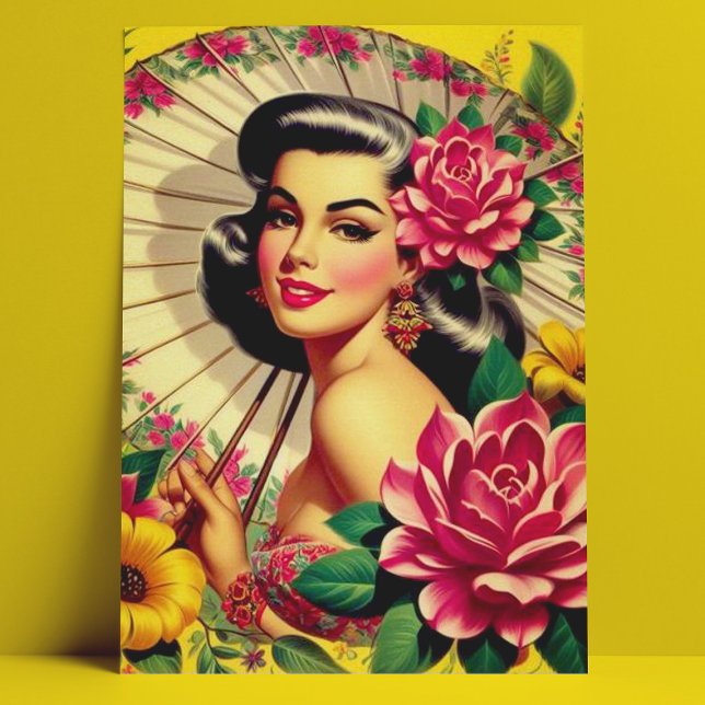 Postal Chica floral cutáneo vintage (Subido por el creador)