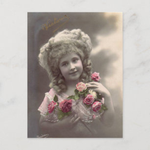 Postal chica fotográfico vintage