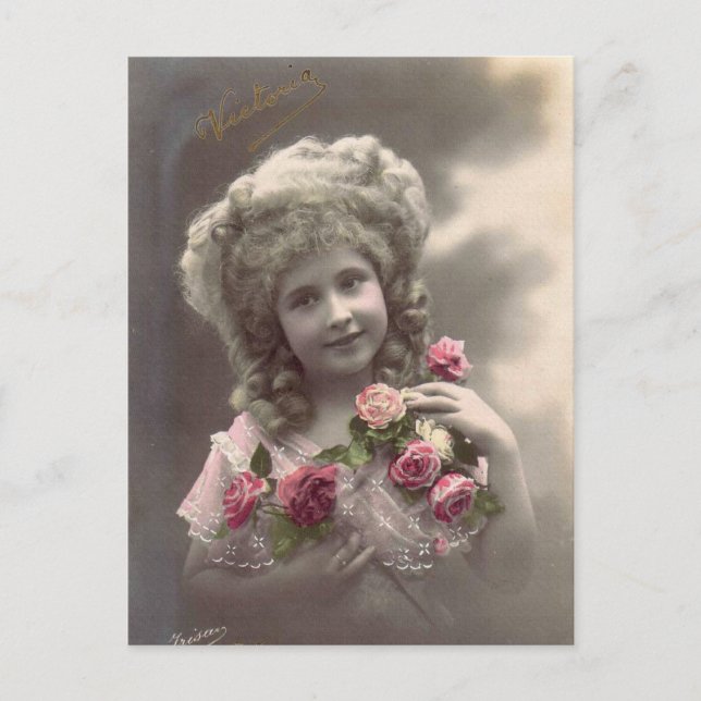 Postal chica fotográfico vintage (Anverso)
