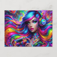 Chica gamer linda y colorida 