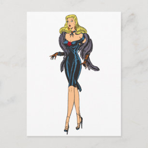 Postal Chica Glamurosa Vintage Retro Rubia Pinup