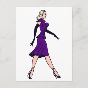 Postal Chica Glamurosa Vintage, Secretaria Rubia Retro