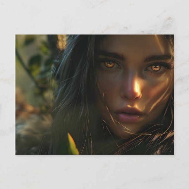 Postal Chica guerrero en la jungla 1 (Anverso)