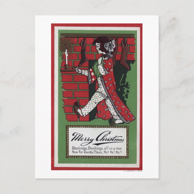 Postal Chica Holding Doll and Candlestick (Anverso)